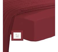 Pizuna Coton Peigné Drap Housse 200x200 cm Rouge Rio, 100% Coton Longue Tige 400 Fils Armure Satin, Drap Housse de Luxe Bonnet 40 cm (Rouge Rio)