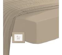 Pizuna Coton Peigné Drap Housse 200x200 cm Simplement Taupe, 100% Coton Longue Tige 400 Fils Armure Satin, Drap Housse de Luxe Bonnet 40 cm (Simplement Taupe Drap-Housse Coton 2 Personnes)