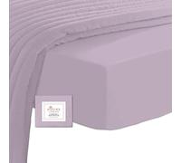 Pizuna Coton Peigné Drap Housse 90x200 cm Givre Lavande, 100% Coton Longue Tige 400 Fils Armure Satin, Drap Housse de Luxe Bonnet 40 cm (Givre Lavande Drap-Housse Coton 1 Personne)