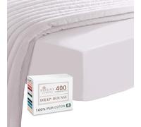 Pizuna Coton Peigné Drap Housse 90x200 cm Lilas Clair, 100% Coton Longue Tige 400 Fils Armure Satin, Drap Housse de Luxe Bonnet 40 cm (Lilas Clair Drap-Housse Coton 1 Personne)