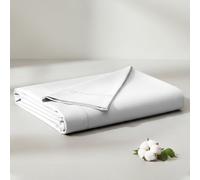 Pizuna Coton Peigné Drap Plat 2 Personnes 240x280 cm Blanc, 100% Coton Longue Tige 400 Fils Armure Satin Drap Plat de Luxe avec Ourlet élégant (Blanc)