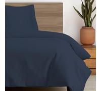 Pizuna Coton peigné Ensemble de Housse de Couette 140x200 cm 1 Personne Bleu foncé, 100% Coton Longue Tige 400 Fils Armure Satin, Housse de Couette de Luxe avec Fermeture à Boutons Bleu foncé