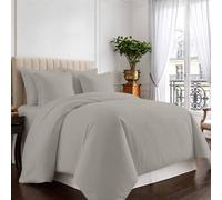 Pizuna Coton peigné Ensemble de Housse de Couette 200x200 cm 2 Personnes Argent, 100% Coton Longue Tige 400 Fils Armure Satin, Housse de Couette de Luxe avec Fermeture à Boutons Argent