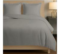 Pizuna Coton peigné Ensemble de Housse de Couette 200x200 cm 2 Personnes Cendre Grise, 100% Coton Longue Tige 400 Fils Armure Satin, Housse de Couette de Luxe avec Fermeture à Boutons Cendre Grise