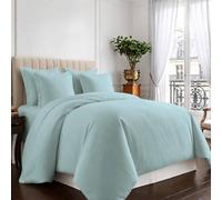 Pizuna Coton peigné Ensemble de Housse de Couette 240x220 cm 2 Personnes Bleu bébé, 100% Coton Longue Tige 400 Fils Armure Satin, Housse de Couette de Luxe avec Fermeture à Boutons Bleu bébé