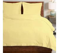 Pizuna Coton peigné Ensemble de Housse de Couette 240x220 cm 2 Personnes Jaune Doux, 100% Coton Longue Tige 400 Fils Armure Satin, Housse de Couette de Luxe avec Fermeture à Boutons Jaune Doux