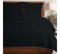 Pizuna Coton peigné Ensemble de Housse de Couette 240x220 cm 2 Personnes Noire, 100% Coton Longue Tige 400 Fils Armure Satin, Housse de Couette de Luxe avec Fermeture à Boutons Noire