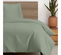 Pizuna Coton peigné Ensemble de Housses de Couette 140x200 cm 1 Personne Mousse de mer, 100% Coton Longue Tige 400 Fils Armure Satin, Housse de Couette de Luxe avec Fermeture à Boutons Mousse de mer