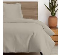 Pizuna Coton peigné Ensemble de Housses de Couette 140x200 cm 1 Personne Simplement Taupe, 100% Coton Longue Tige 400 Fils Armure Satin, Housse de Couette de Luxe avec Fermeture à Boutons