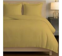 Pizuna Coton peigné Ensemble de Housses de Couette 200x200 cm 2 Personnes Or Moutarde, 100% Coton Longue Tige 400 Fils Armure Satin, Housse de Couette de Luxe avec Fermeture à Boutons Or Moutarde