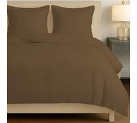 Pizuna Coton peigné Ensemble de Housses de Couette 220x240 cm 2 Personnes Boisé Brun, 100% Coton Longue Tige 400 Fils Armure Satin, Housse de Couette de Luxe avec Fermeture à Boutons (240x220cm)