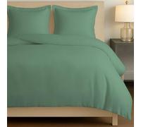 Pizuna Coton peigné Ensemble de Housses de Couette 220x240 cm 2 Personnes Haie Verte, 100% Coton Longue Tige 400 Fils Armure Satin, Housse de Couette de Luxe avec Fermeture à Boutons (240x220cm)