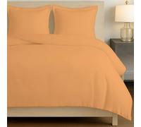 Pizuna Coton peigné Ensemble de Housses de Couette 220x260 cm 2 Personnes Abricot Orange, 100% Coton Longue Tige 400 Fils Armure Satin, Housse de Couette de Luxe avec Fermeture à Boutons (260x220 cm)