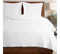 Pizuna Coton peigné Ensemble de Housses de Couette 220x260 cm 2 Personnes Blanc, 100% Coton Longue Tige 400 Fils Armure Satin, Housse de Couette de Luxe avec Fermeture à Boutons Blanc (260x220 cm)