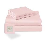 Pizuna Coton Peigné Parure de Lit 90x200 cm Rose Clair, 100% Coton Longue durée 400 Fils de Satin Comprend 1 Drap Housse, 1 Drap Plat, 1 Taie d'oreiller (Coton Draps 1 Personne)
