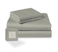 Pizuna Coton Peigné Parure de Lit, King Argent 400 Fils | 2 Personnes, Coton Longue durée, 1 Drap Housse, 1 Drap Plat, 2 Taie d'oreiller, 1 Traversin (Draps de Coton 5 Pièces)