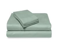 Pizuna Coton Peigné Parure de Lit, King Écume de mer 400 Fils | 2 Personnes, Coton Longue durée, 1 Drap Housse, 1 Drap Plat, 2 Taie d'oreiller, 1 Traversin (Draps de Coton 5 Pièces)