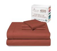Pizuna Coton Peigné Parure de Lit, King Rouge Brique 400 Fils | 2 Personnes, Coton Longue durée, 1 Drap Housse, 1 Drap Plat, 2 Taie d'oreiller, 1 Traversin (Draps de Coton 5 Pièces)