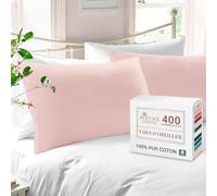 Pizuna Coton Peigné Set de 2 Taies d'oreiller 50x75 cm Rose Clair 400 Fils