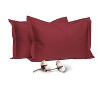 Pizuna Coton Peigné Set de 2 Taies d'oreiller 50x75 cm Rouge Rio, 100% Coton Longue Tige 400 Fils Armure Satin Taies d'oreiller Douces 50x75 en Coton (Rouge Rio taies d'oreiller 2 Pièces)