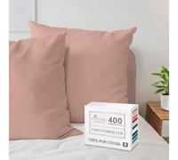 Pizuna Coton Peigné Set de 2 Taies d'oreiller 65x65 cm Rose brumeuse, 100% Coton Longue Tige 400 Fils Armure Satin Taies d'oreiller en Coton 65x65 avec Rabat de 20cm (Taies d'oreiller 2 Pièces)