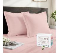 Pizuna Coton Peigné Set de 2 Taies d'oreiller 65x65 cm Rose Clair 400 Fils