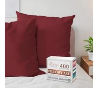 Pizuna Coton Peigné Set de 2 Taies d'oreiller 65x65 cm Rouge Rio, 100% Coton Longue Tige 400 Fils Armure Satin taies d'oreiller en Coton 65x65 avec Rabat de 20cm