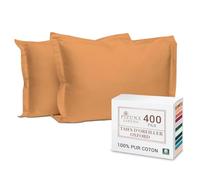 Pizuna Coton Set de 2 Taies d'oreiller 50x75 cm Abricot Orange 400 Fils