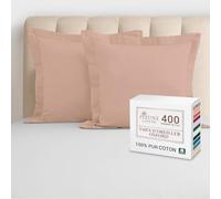 Pizuna Coton Set de 2 Taies d'oreiller 65x65 cm Rose brumeuse 400 Fils
