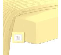 Pizuna Drap Housse 140x200 cm Jaune Doux, 100% Coton Peigné Longue Tige 400 Fils Armure Satin, Luxe Bonnet 40 cm (2 Personnes)