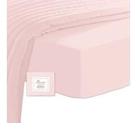 Pizuna Drap-Housse Coton Peigné 90x200 cm Rose Clair - Longue Tige 400 Fils Armure Satin avec Bonnet 40 cm
