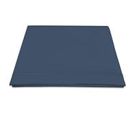 Pizuna Drap Plat 2 Personnes 270x310 cm Bleu Foncé, 100% Coton Peigné Longue Tige 400 Fils Armure Satin de Luxe Avec Ourlet Élégant