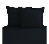 Pizuna Lot de 2 taies d'oreiller noires en coton avec 800 fils au pouce carré, doux et somptueux, tissage satiné (lot de 2 taies d'oreiller noires, en 100 % coton, 65 x 65 cm)