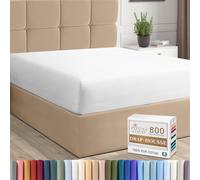 Pizuna Luxueux Drap en Coton 140x200 cm Blanc, 100% Coton Longue Tige 800 Fils Armure Satin, Drap de Luxe Bonnet 40 cm