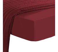Pizuna Luxueux Drap en Coton 140x200 cm Rouge Rio, 100% Coton Longue Tige 600 Fils Armure Satin, Drap de Luxe Bonnet 40 cm