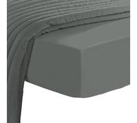 Pizuna Luxueux Drap Housse 140x200 cm Gris foncé, 100% Coton Longue Tige 600 Fils Armure Satin, Drap Housse de Luxe Bonnet 40 cm (Gris foncé)