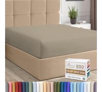 Pizuna Luxueux Drap Housse 140x200 cm Simplement Taupe, 100% Coton Longue Tige 800 Fils Armure Satin, Drap Housse de Luxe Bonnet 40 cm (Simplement Taupe Drap-Housse Coton 2 Personne)