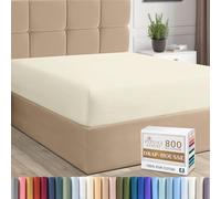 Pizuna Luxueux Drap Housse 160x200 cm Ivoire Neuf, 100% Coton Longue Tige 800 Fils Armure Satin, Drap Housse de Luxe Bonnet 40 cm (Ivoire Neuf Drap-Housse Coton 2 Personne)