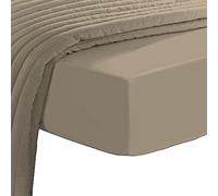 Pizuna Luxueux Drap Housse 160x200 cm Simplement Taupe, 100% Coton Longue Tige 600 Fils Armure Satin, Drap Housse de Luxe Bonnet 40 cm (Simplement Taupe)
