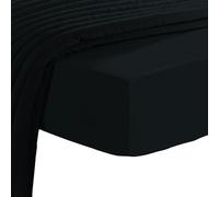 Pizuna Luxueux Drap Housse 180x200 cm Noire, 100% Coton Longue Tige 600 Fils Armure Satin, Drap Housse de Luxe Bonnet 40 cm (Noire)