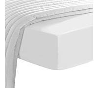 Pizuna Luxueux Drap Housse 200x200 cm Blanc, 100% Coton Longue Tige 600 Fils Armure Satin, Drap Housse de Luxe Bonnet 40 cm