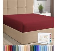Pizuna Luxueux Drap Housse 200x200 cm Rouge Rio, 100% Coton Longue Tige 800 Fils Armure Satin, Drap Housse de Luxe Bonnet 40 cm