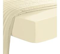 Pizuna Luxueux Drap Housse 90x200 cm Ivoire Neuf, 100% Coton Longue Tige 600 Fils Armure Satin, Drap Housse de Luxe Bonnet 40 cm (Ivoire Neuf Drap-Housse Coton 1 Personne)