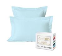 Pizuna Luxueux Set de 2 Taies d'oreiller 50x75 cm Bleu bébé, 100% Coton Longue Tige 800 Fils Armure Satin Taies d'oreiller Douces 50x75 en Coton (Bleu bébé taies d'oreiller 2 Pièces)