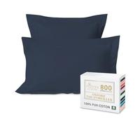 Pizuna Luxueux Set de 2 Taies d'oreiller 50x75 cm Bleu foncé, 100% Coton Longue Tige 800 Fils Armure Satin Taies d'oreiller Douces 50x75 en Coton (Bleu foncé taies d'oreiller 2 Pièces)
