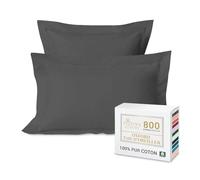 Pizuna Luxueux Set de 2 Taies d'oreiller 50x75 cm Gris foncé, 100% Coton Longue Tige 800 Fils Armure Satin Taies d'oreiller Douces 50x75 en Coton (Gris foncé taies d'oreiller 2 Pièces)