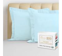 Pizuna Luxueux Set de 2 Taies d'oreiller 65x65 cm Bleu bébé, 100% Coton Longue Tige 800 Fils Armure Satin Taies d'oreiller Douces 65x65 en Coton (Bleu bébé taies d'oreiller 2 Pièces)