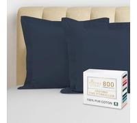 Pizuna Luxueux Set de 2 Taies d'oreiller 65x65 cm Bleu foncé, 100% Coton Longue Tige 800 Fils Armure Satin Taies d'oreiller Douces 65x65 en Coton (Bleu foncé taies d'oreiller 2 Pièces)