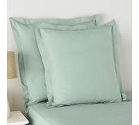 Pizuna Luxueux Set de 2 Taies d'oreiller 65x65 cm Écume de mer, 100% Coton Longue Tige 800 Fils Armure Satin Taies d'oreiller Douces 65x65 en Coton