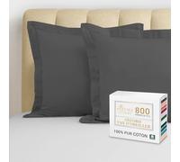 Pizuna Luxueux Set de 2 Taies d'oreiller 65x65 cm Gris foncé, 100% Coton Longue Tige 800 Fils Armure Satin Taies d'oreiller Douces 65x65 en Coton (Gris foncé taies d'oreiller 2 Pièces)